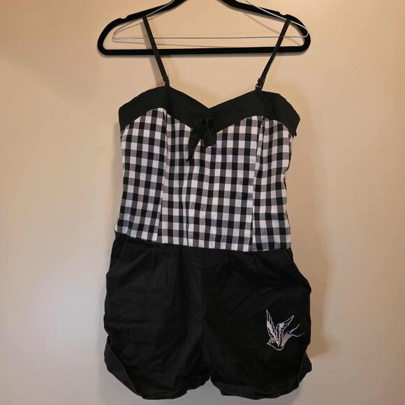 Sourpuss Pants - Sourpuss Black/White Checkered Romper L